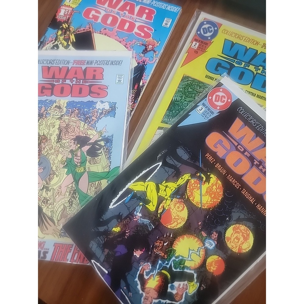 War of the Gods #1-4 NM Full Run Complete w/ Posters - George Perez DC PICS!